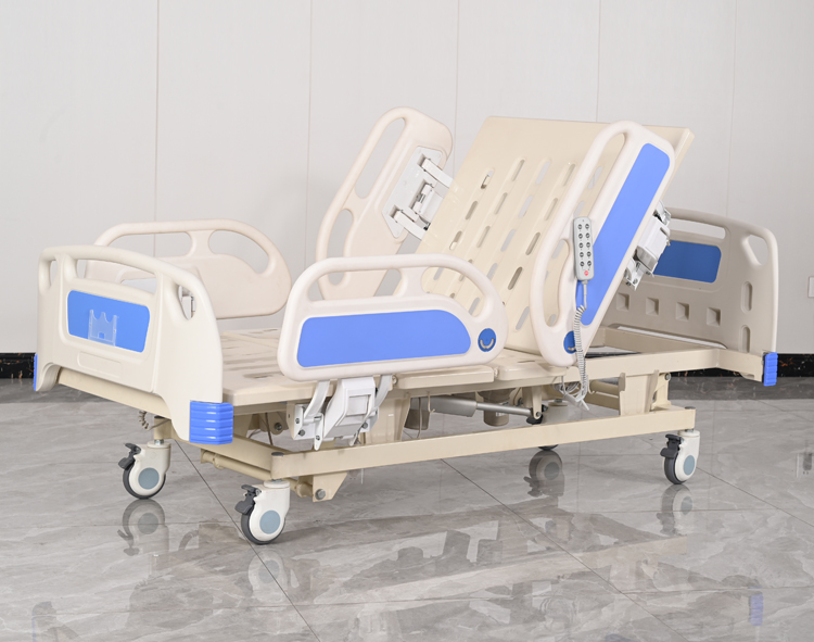 Electric five-function ordinary wheel four small guardrail nursing bed
